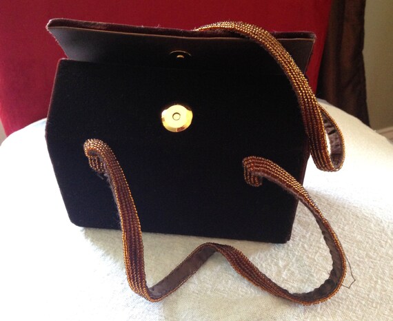 Vintage Clutch Handbag Formal Antique Purse Brown… - image 5