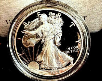 2018-S 1 Dollar 1-oz Silver Eagle Proof UNC Proof Silver Dollar Coin Box Case COA