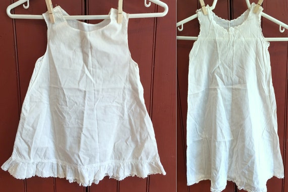 2 - Vintage Toddlers Handmade White Cotton Slips … - image 1