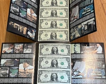 2- Uncut Sheets of 4 Consecutive Serial Number Series 1981 One (1) Dollar United States Federal Reserve Notes