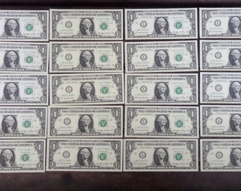 Star Banknotes Lot of 20 UNC Federal Reserve Notes FRN Consecutive Order One Dollar Star Notes