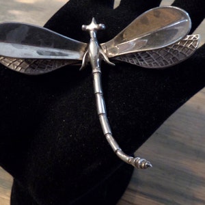 Vintage Sterling Silver Large Dragonfly Brooch Pin Jewelry