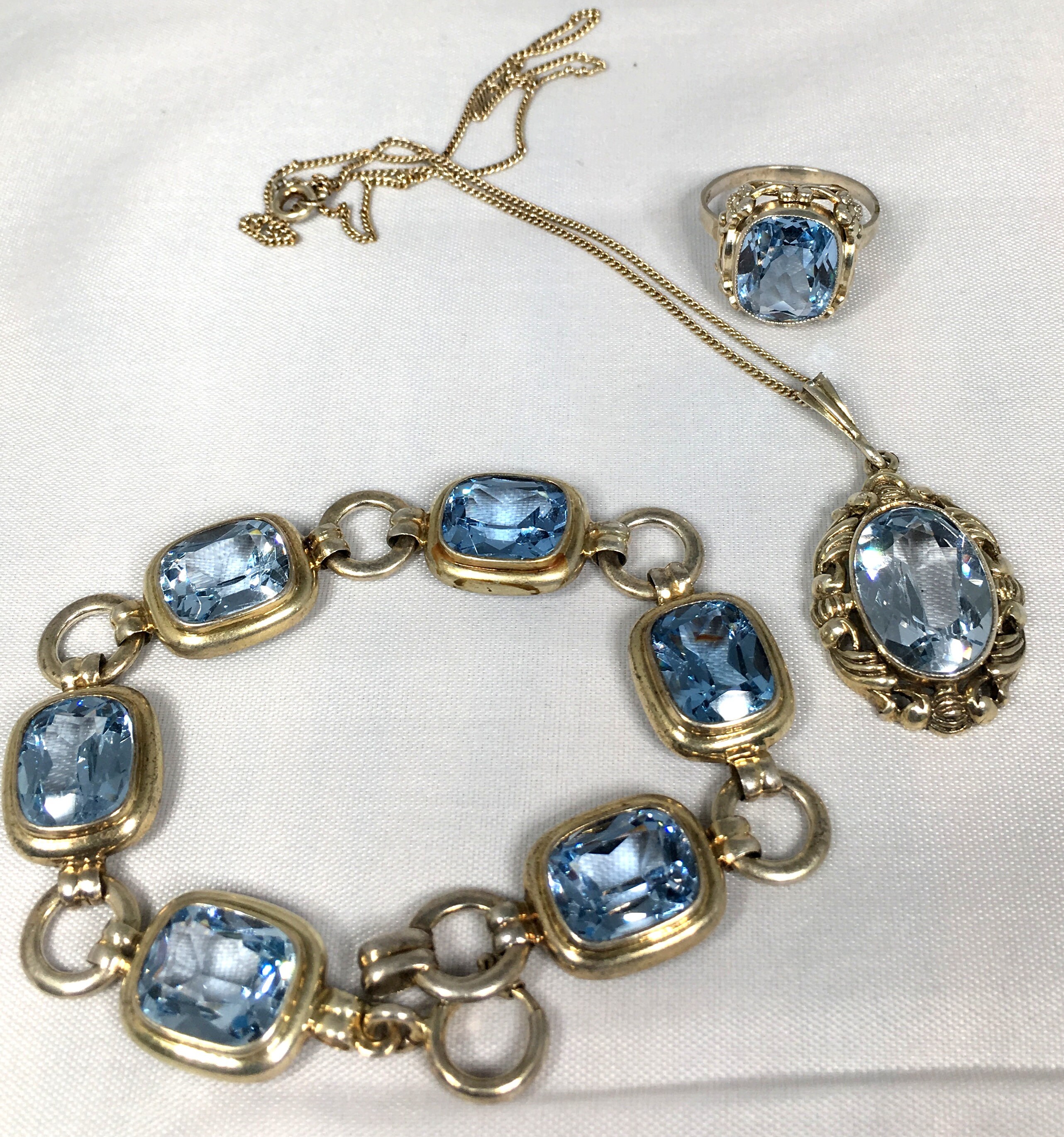 Vintage Sterling Silver and Blue Topaz Jewelry Set Pendant - Etsy