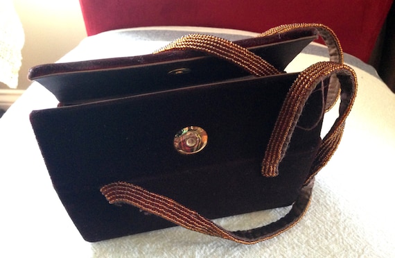 Vintage Clutch Handbag Formal Antique Purse Brown… - image 1