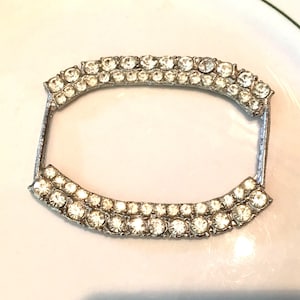 Vintage Belt Buckle Large Oval Clear Rhinestone Gemstone Cluster Belt Buckle Jewelry