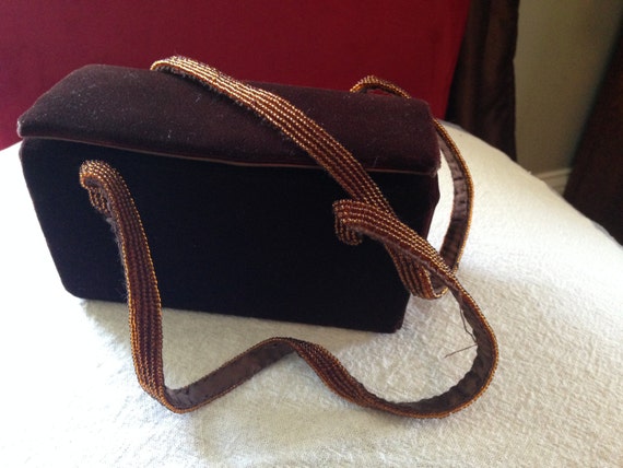 Vintage Clutch Handbag Formal Antique Purse Brown… - image 2