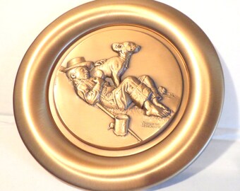 Vintage Norman Rockwell Bronze Plate: A Boy and His Dog, 1978