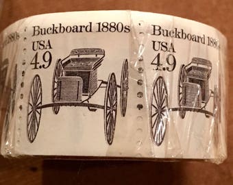 Vintage 1985 Buckboard Stamps Coil Roll: 500 Unused 4.9ct Stamps