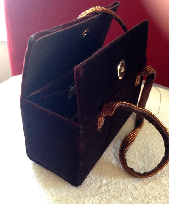 Vintage Clutch Handbag Formal Antique Purse Brown… - image 4