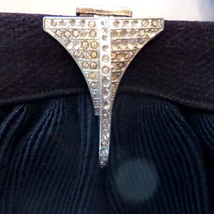 1930's Vintage Black Formal Rhinestone Diamond Clasp Small Handbag Clutch with Handle image 3