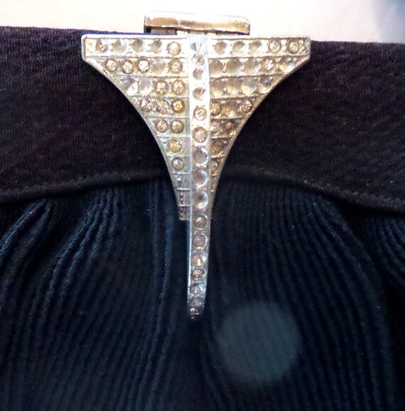 1930's Vintage Black Formal Rhinestone Diamond Cl… - image 3