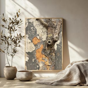 Organic Bark Texture Wall Art, Neutral Abstract Nature Close-Up Canvas, Rustic Surface Print, Earthy Detail Poster, Modern Home Decor