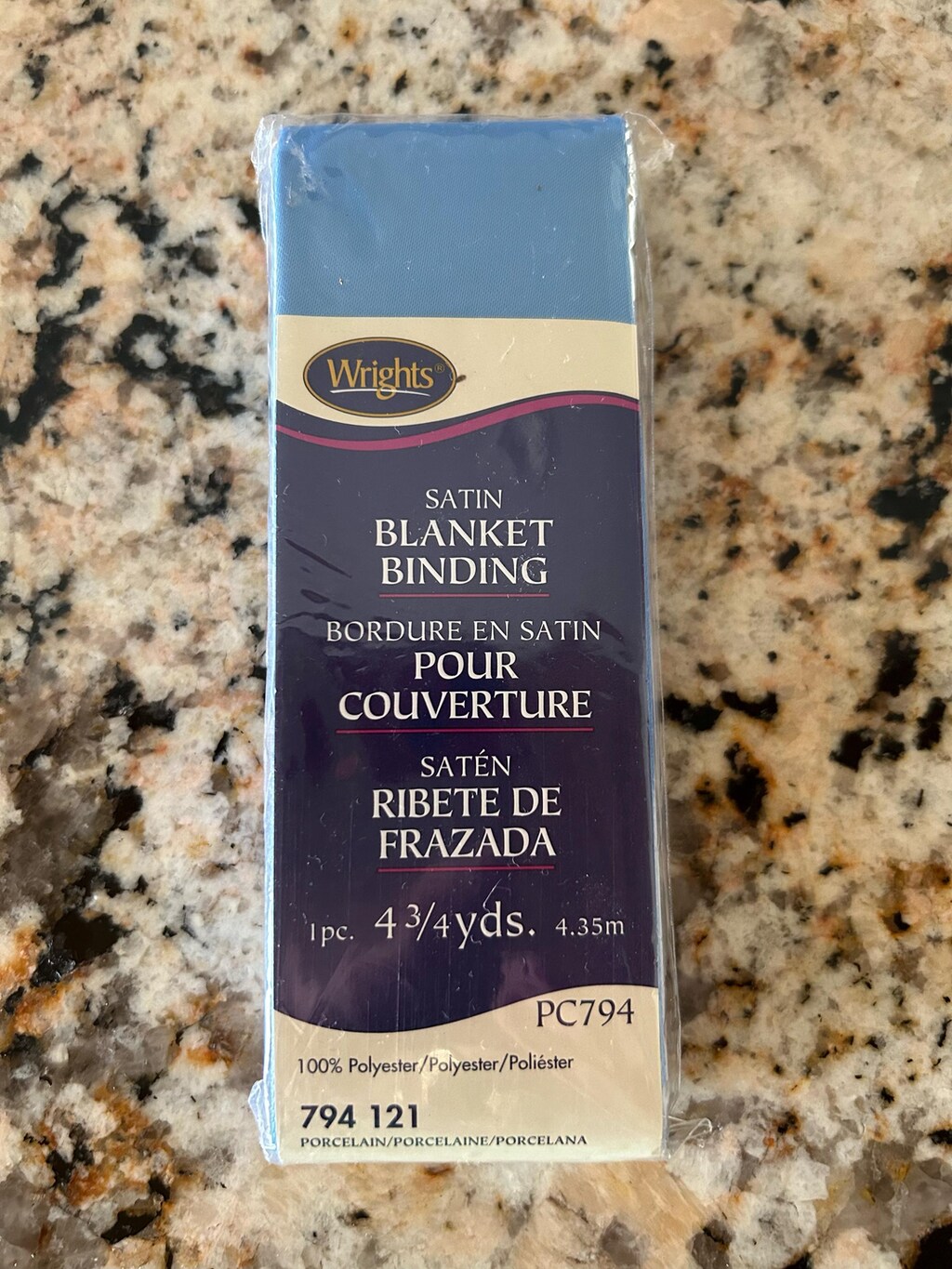 Wright's Simplicity Single Fold Satin Binding | Fodera Per Trapunte E Coperte, Tie-Dye Blu, 2 Yard (4,75")