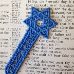 Embroidery Lace Bookmark, Gold Star of David or Blue Star of David image 2