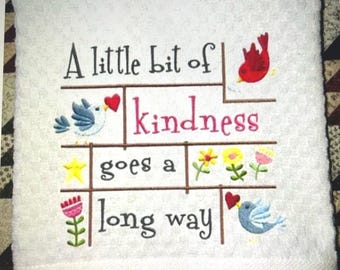 Embroidered Waffle Weave Kitchen Towel: Kindness Gift