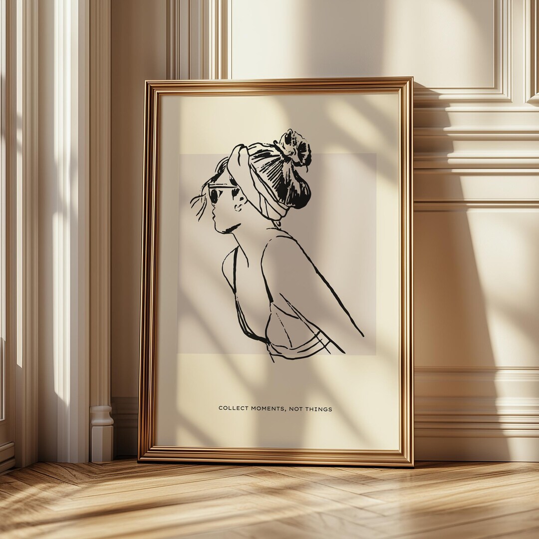 Minimalist Line Art Woman Poster, Modern Black and Beige Wall Art Print ...