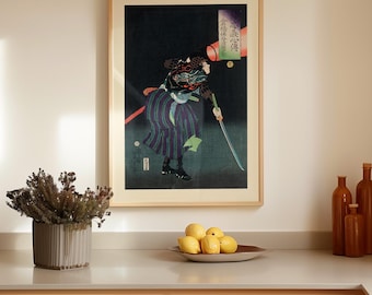 日本のタコアートプリントポスター木版画浮世絵風壁サムライタトゥー