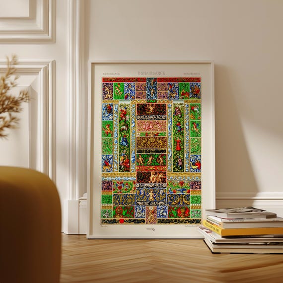 Renaissance Ornamental Wall Art Print, Italian Grotesque Panel