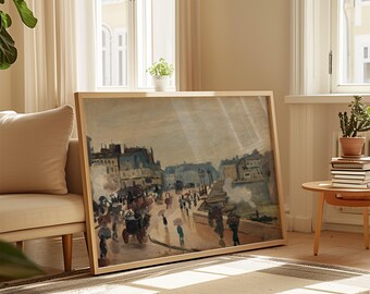 Claude Monet Paris Street Wall Art Print, Impressionist Rainy Cityscape Poster