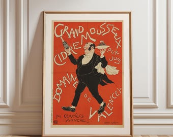 Vintage French Advertising Wall Art Print, Grand Cidre Mousseux Poster