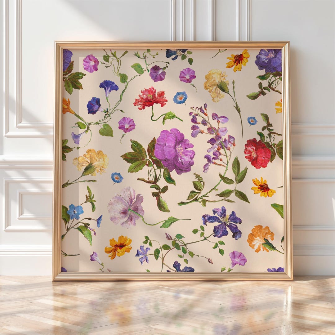 Vintage Botanical Floral Wall Art Print, Antique Flower Illustration ...