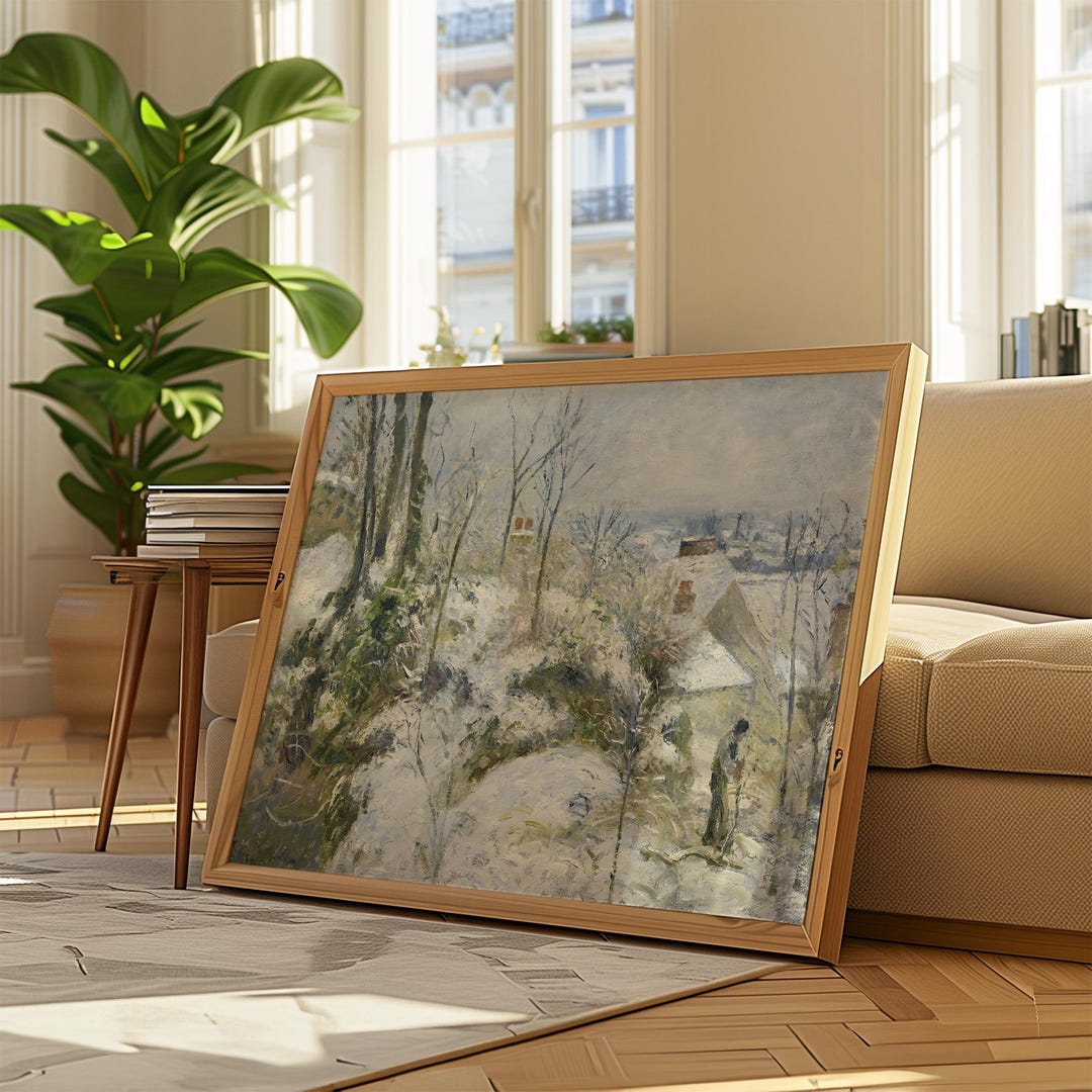 Impressionist Winter Landscape Wall Art Print: Snowy Village Painting ...