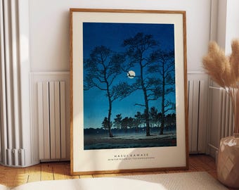 Kawase Hasui Winter Moon Print, Japanese Landscape Art