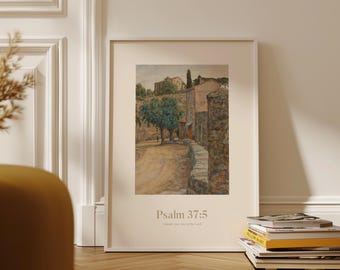 Psalm 37:5 Wall Art Print, Commit Your Way to the Lord, Christian Scripture Art