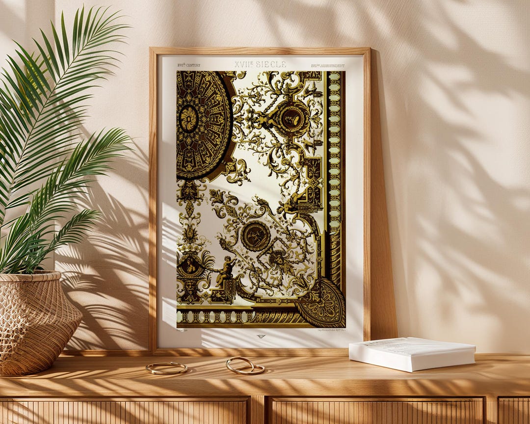 17th Century Wall Art Print, Vintage Baroque Ornament Poster