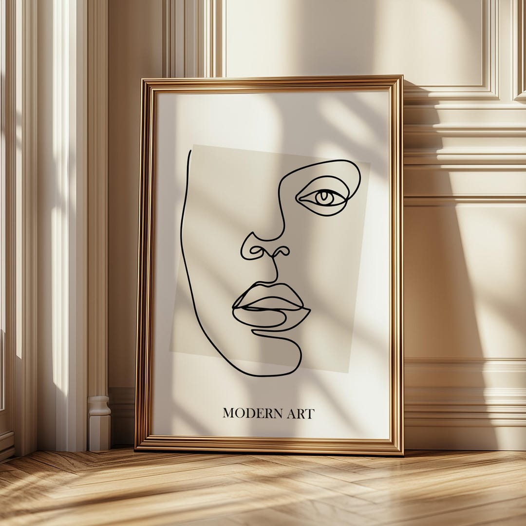 Minimal One Line Face Art Print – Modern Abstract Portrait Line Drawing ...