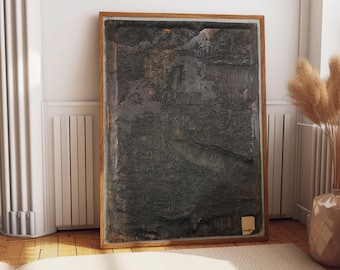 Japanese Woodblock Printing Plate Art Print, Antique Ukiyo-e Block Wall Art, Wabi Sabi Decor Poster