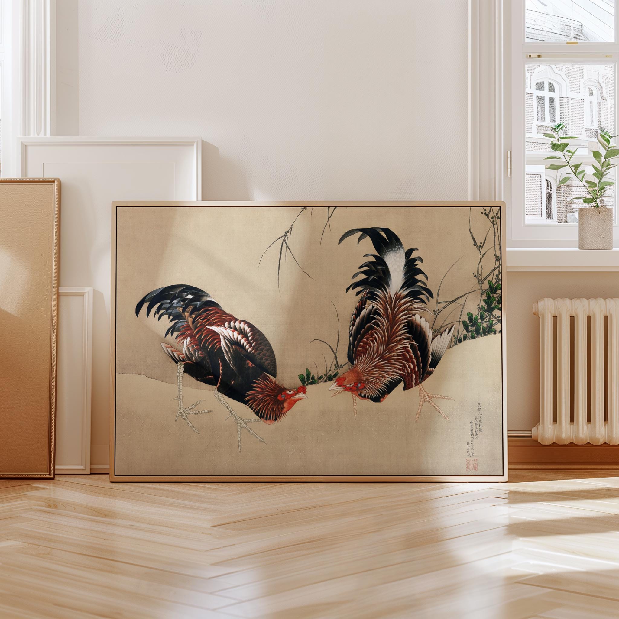 Japanese Hokusai Rooster Wall Art Print – Vintage Ukiyo-e Bird Painting ...