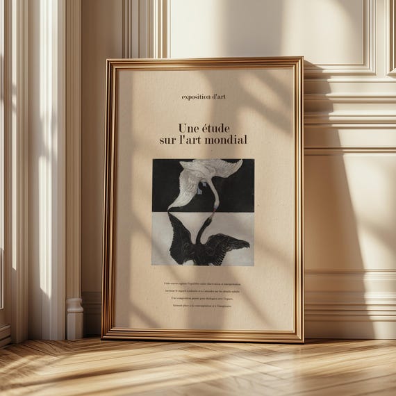象徴的なモダンウォールアートプリント、白鳥を描いた抽象的な比喩的な