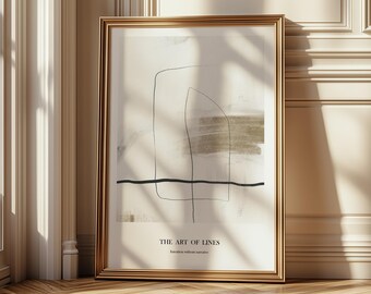 Abstract Line Art Print, Minimalist Neutral Wall Art, Modern Contemporary Artwork