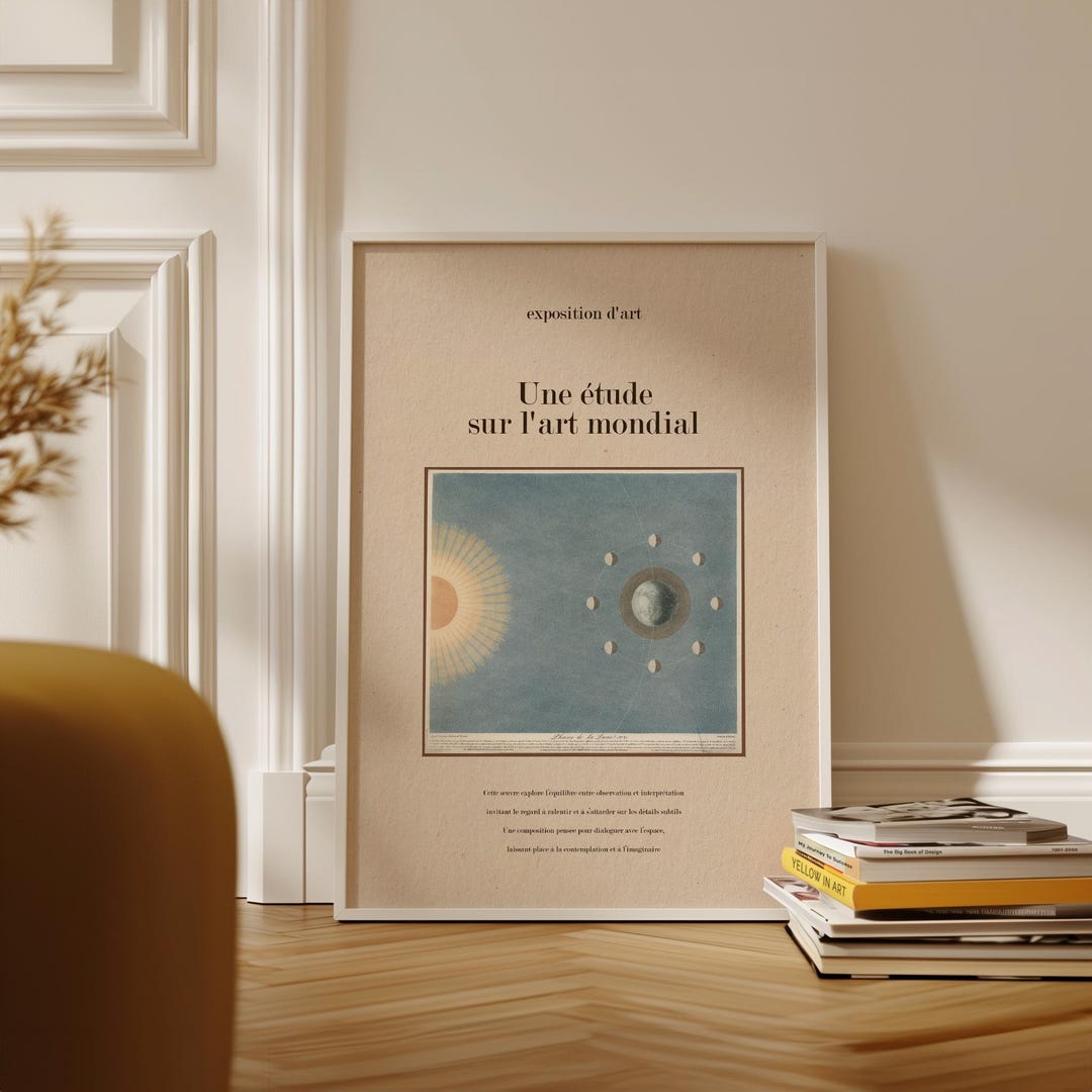 Vintage Moon Phases Wall Art Print, Celestial Astronomy Poster With ...