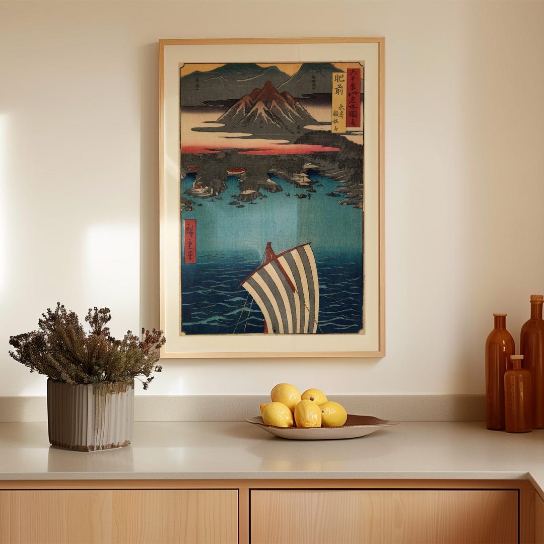 Japanese Mountain Wall Art Print: Vintage Ukiyo-e Landscape Poster - Etsy