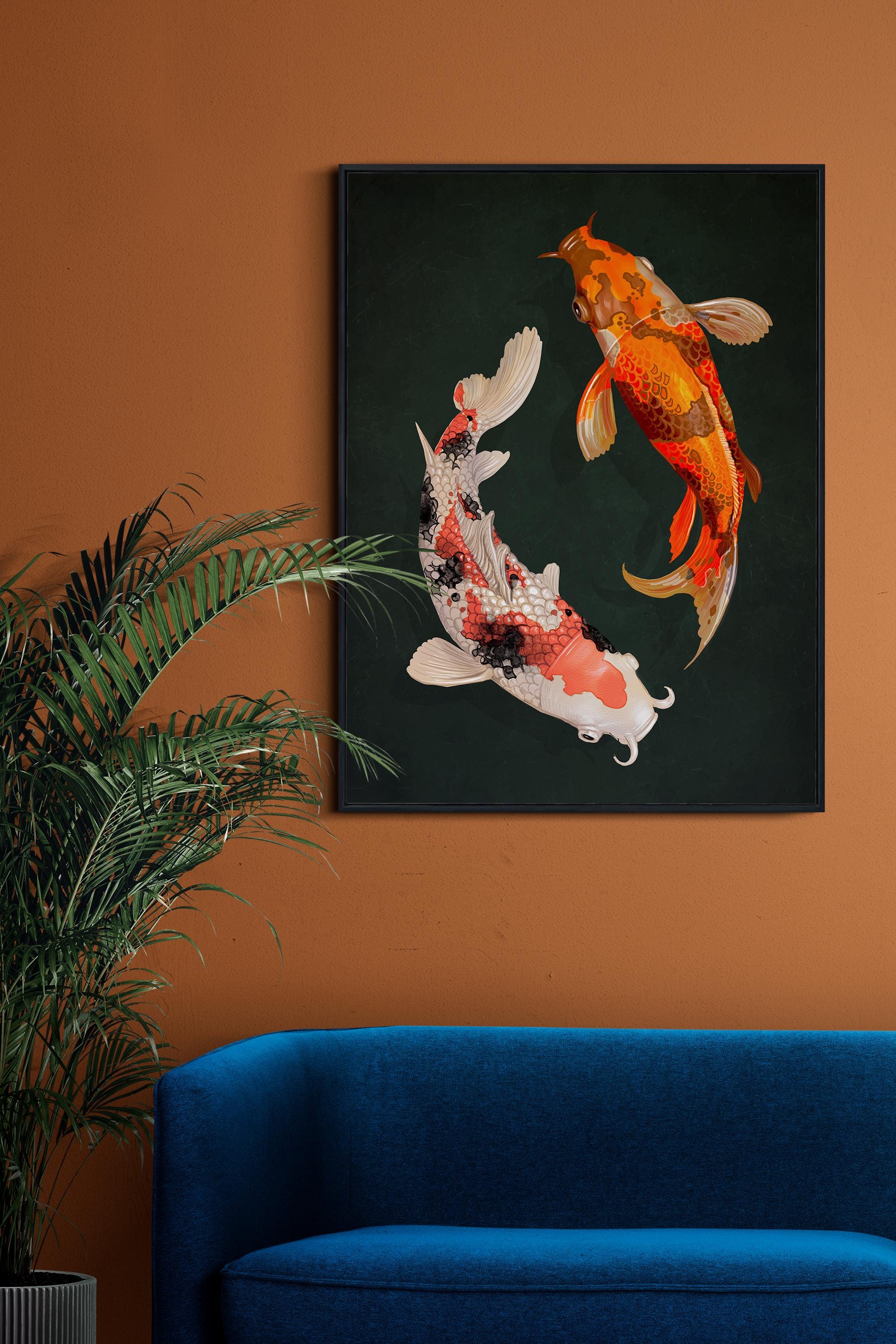Japanese Koi Fish Wall Art Print, Modern Zen Decor - Etsy