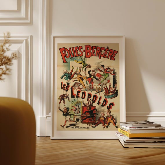 アート・デザイン・音楽 A collection of Antique print in Europe Vintage French Circus Wall Art Print, Playful Antique Poster With