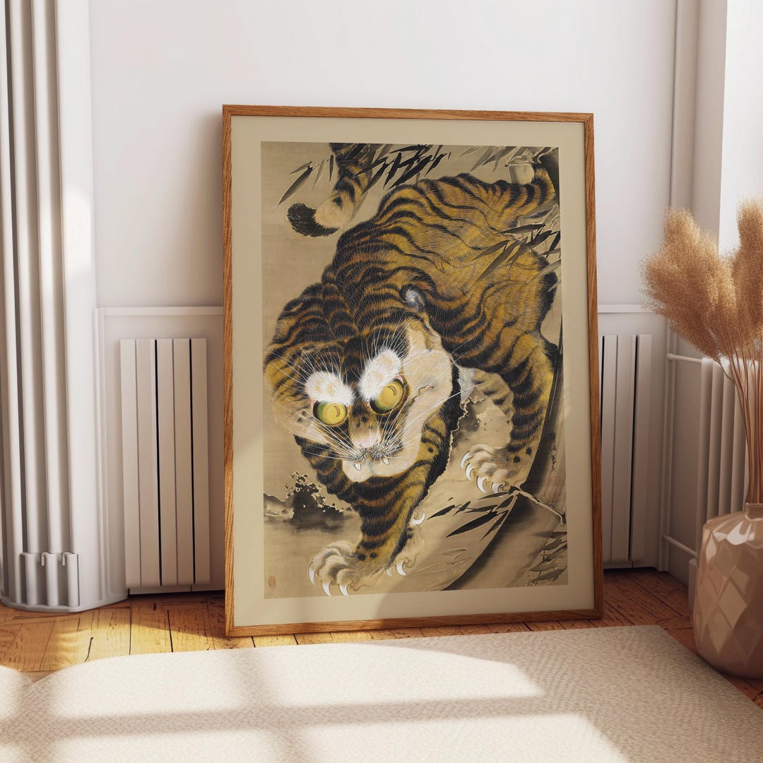 Japanese Tiger Wall Art Print: Vintage Style Animal Poster for Modern ...