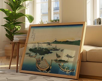 Hokusai Mount Fuji Print – Vintage Japanese Ukiyo-e Harbor Scene