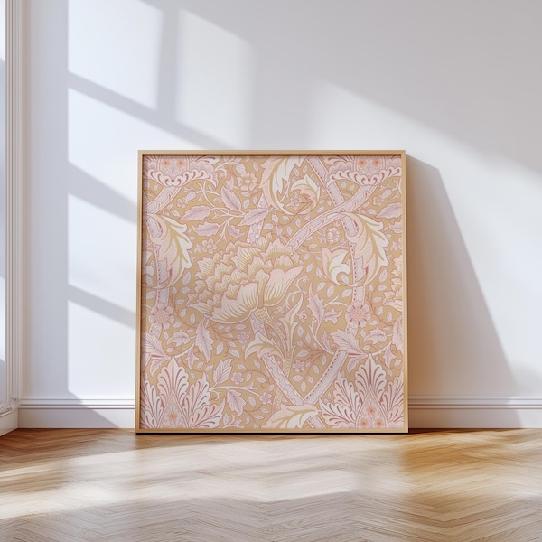 William Morris Floral Wall Art, Square Vintage Arts and Crafts Pattern Print