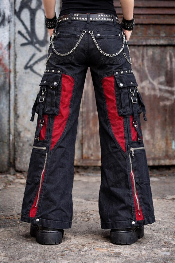 パンツ Y2K MAD PUNKS gimmick lace cargo pants Weaves Gothic Punk Cargo Pants, Tripp Style Cyberpunk Trousers