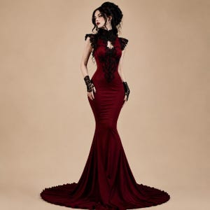adult burgundy vampire dress Vampire Masquerade Ball Gown - Burgundy Goth Dress for Halloween