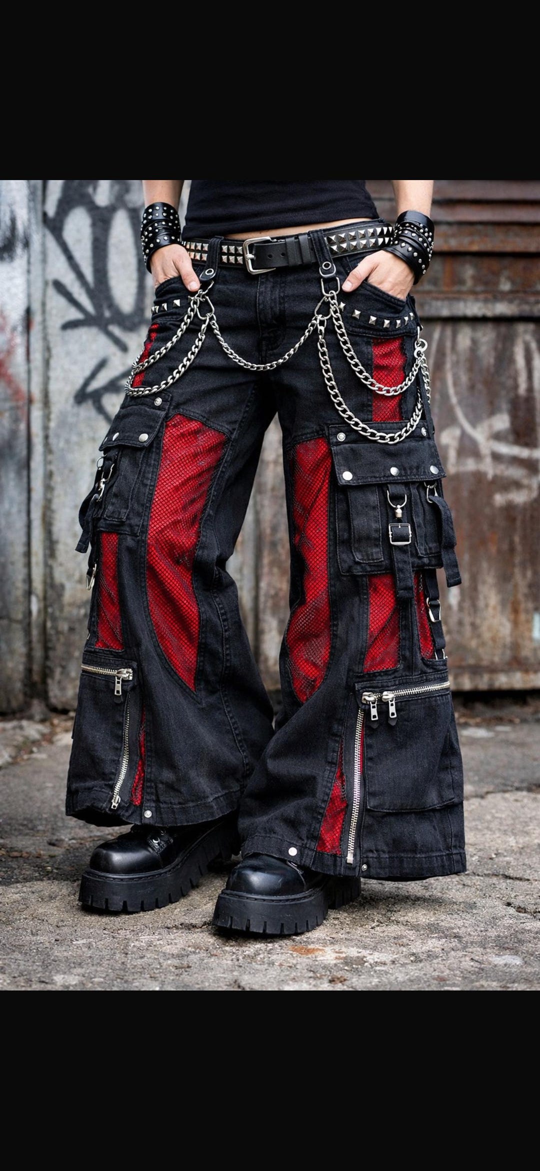 Weaves Gothic Punk Cargo Pants, Tripp Style Cyberpunk Trousers