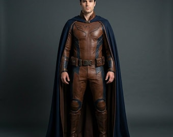 Watchmen Inspired Nite Owl Cosplay Costume, Custom Leather Tactical Superhero Cape Suit, Dark Vigilante Comic Con Armor, Halloween Outfit