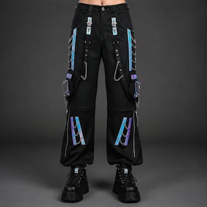 Prism Tether Iridescent Chain Techwear Cargo Pants, Unisex