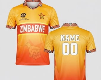 Gepersonaliseerde Zimbabwe cricketjersey heren T20 2026 aangepaste naam shirt cadeau voor hem