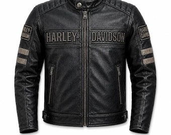 Harley-Davidson Genuine Cowhide Leather Motorcycle Biker Jacket Black