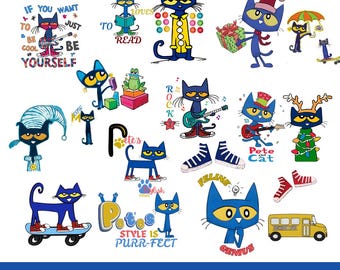 Blue Cat SVG PNG Bundle | Groovy Cartoon Clipart, Kids Shirt Design (Digital Download)