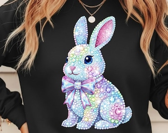 Bunny Rhinestone Easter PNG | Sparkle Rabbit Design | Bling Easter Clipart | Digital Download